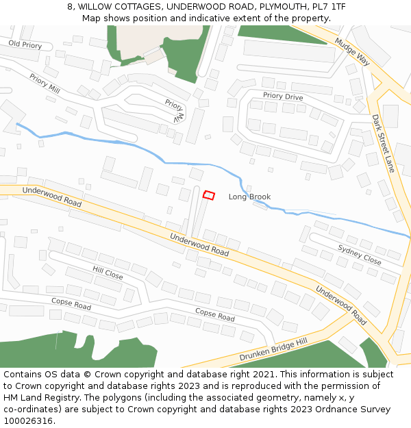8, WILLOW COTTAGES, UNDERWOOD ROAD, PLYMOUTH, PL7 1TF: Location map and indicative extent of plot
