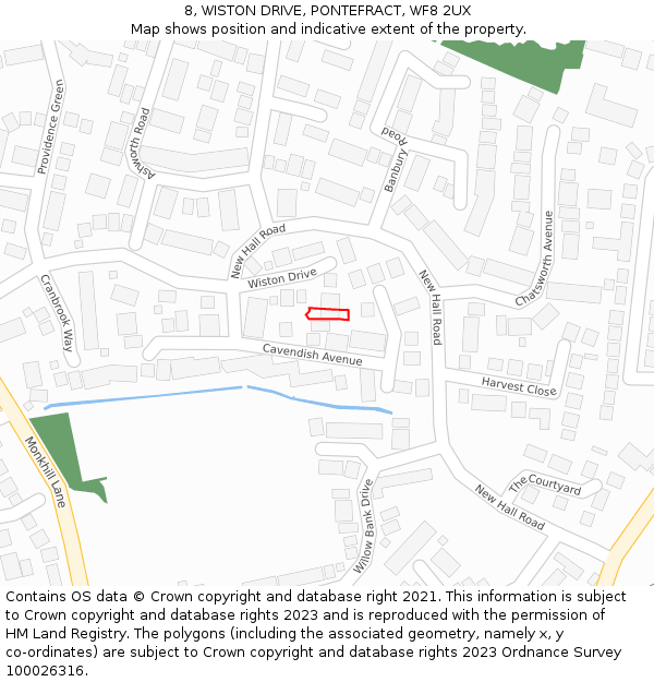 8, WISTON DRIVE, PONTEFRACT, WF8 2UX: Location map and indicative extent of plot