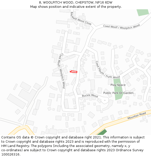 8, WOOLPITCH WOOD, CHEPSTOW, NP16 6DW: Location map and indicative extent of plot