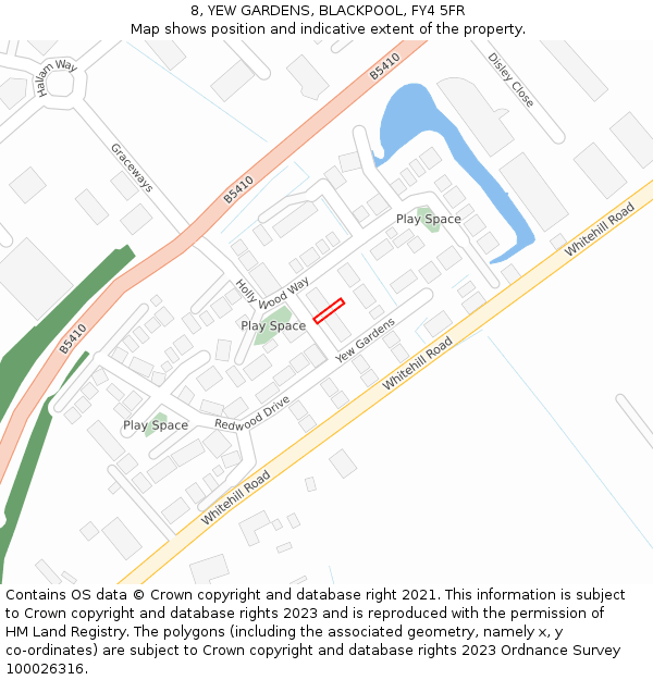 8, YEW GARDENS, BLACKPOOL, FY4 5FR: Location map and indicative extent of plot
