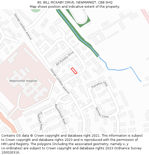 80, BILL RICKABY DRIVE, NEWMARKET, CB8 0HQ: Location map and indicative extent of plot