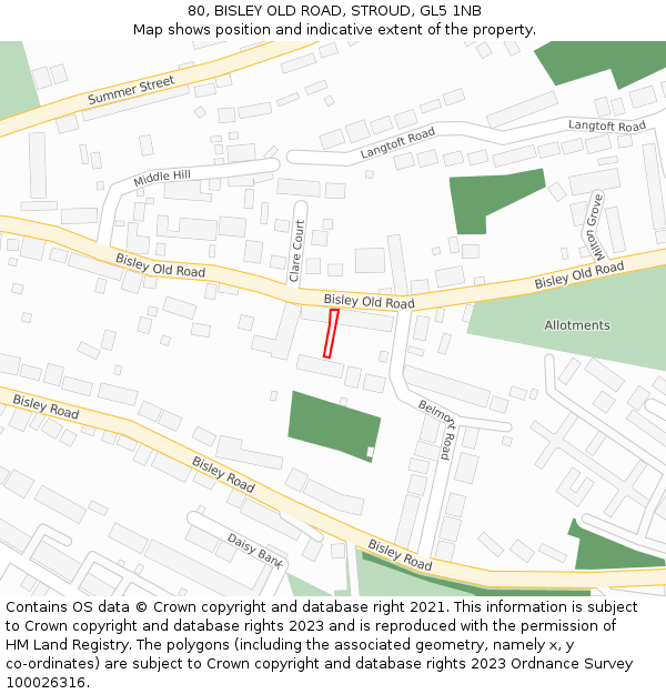80, BISLEY OLD ROAD, STROUD, GL5 1NB: Location map and indicative extent of plot