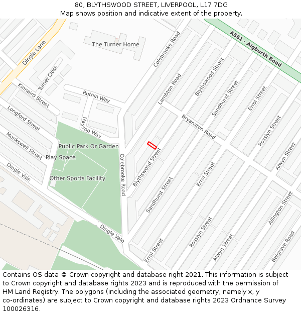 80, BLYTHSWOOD STREET, LIVERPOOL, L17 7DG: Location map and indicative extent of plot