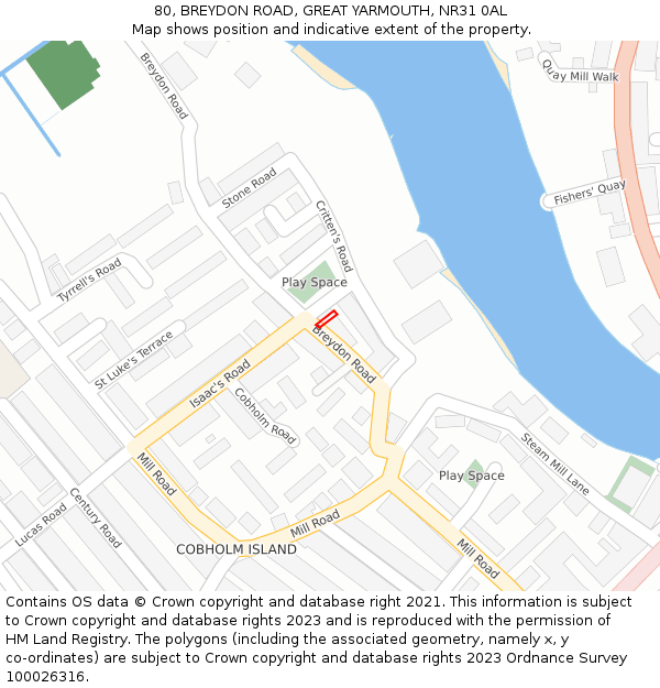 80, BREYDON ROAD, GREAT YARMOUTH, NR31 0AL: Location map and indicative extent of plot