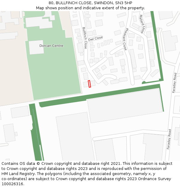 80, BULLFINCH CLOSE, SWINDON, SN3 5HP: Location map and indicative extent of plot