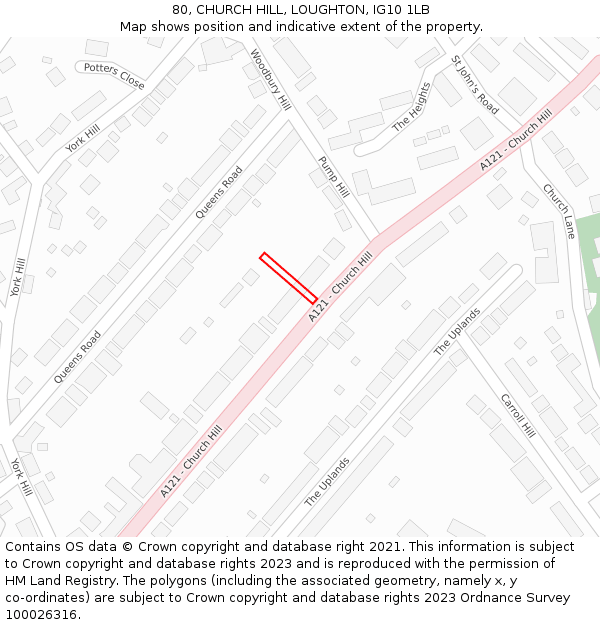 80, CHURCH HILL, LOUGHTON, IG10 1LB: Location map and indicative extent of plot