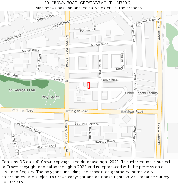 80, CROWN ROAD, GREAT YARMOUTH, NR30 2JH: Location map and indicative extent of plot