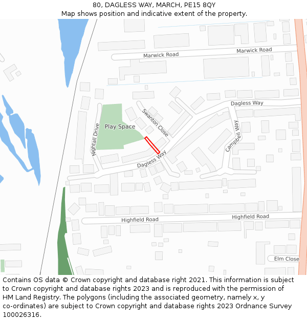 80, DAGLESS WAY, MARCH, PE15 8QY: Location map and indicative extent of plot