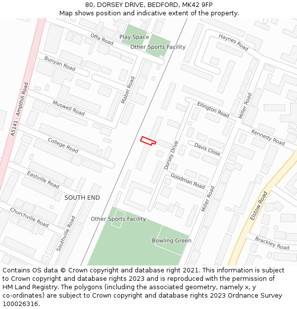 80, DORSEY DRIVE, BEDFORD, MK42 9FP: Location map and indicative extent of plot