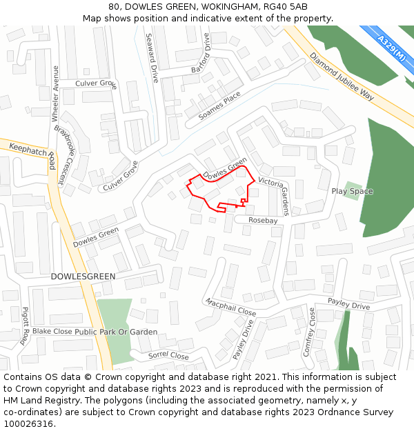 80, DOWLES GREEN, WOKINGHAM, RG40 5AB: Location map and indicative extent of plot