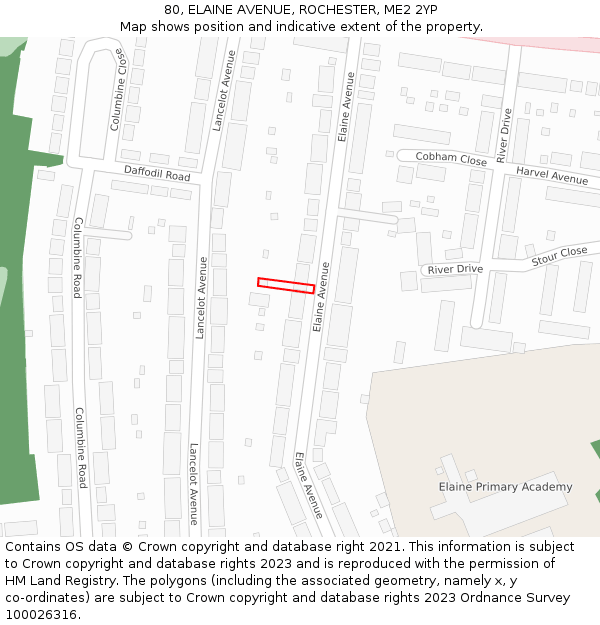 80, ELAINE AVENUE, ROCHESTER, ME2 2YP: Location map and indicative extent of plot