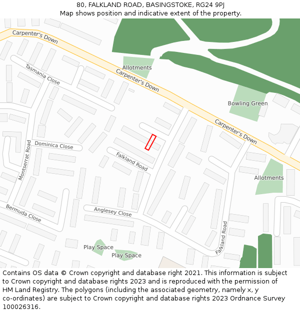 80, FALKLAND ROAD, BASINGSTOKE, RG24 9PJ: Location map and indicative extent of plot