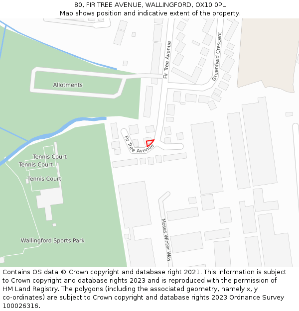 80, FIR TREE AVENUE, WALLINGFORD, OX10 0PL: Location map and indicative extent of plot