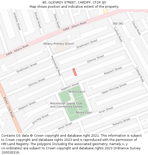 80, GLENROY STREET, CARDIFF, CF24 3JY: Location map and indicative extent of plot