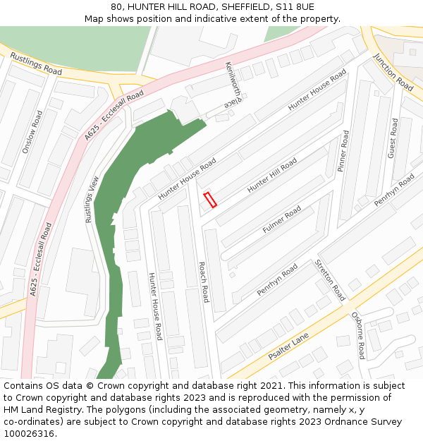 80, HUNTER HILL ROAD, SHEFFIELD, S11 8UE: Location map and indicative extent of plot