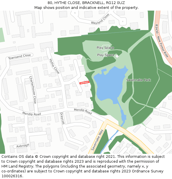 80, HYTHE CLOSE, BRACKNELL, RG12 0UZ: Location map and indicative extent of plot