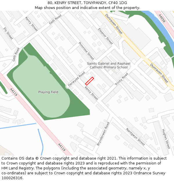 80, KENRY STREET, TONYPANDY, CF40 1DG: Location map and indicative extent of plot