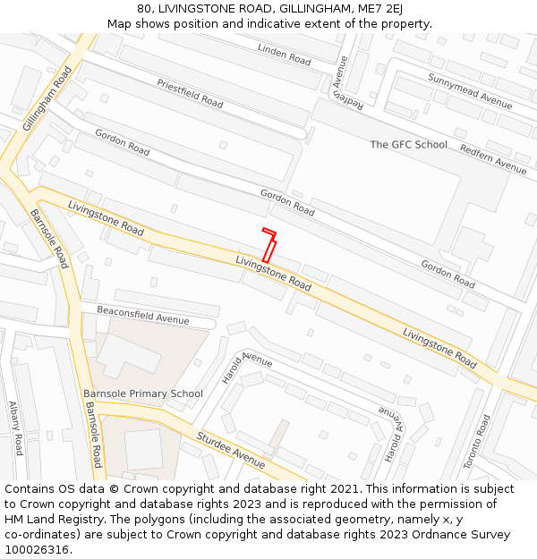 80, LIVINGSTONE ROAD, GILLINGHAM, ME7 2EJ: Location map and indicative extent of plot