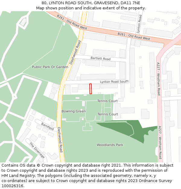 80, LYNTON ROAD SOUTH, GRAVESEND, DA11 7NE: Location map and indicative extent of plot