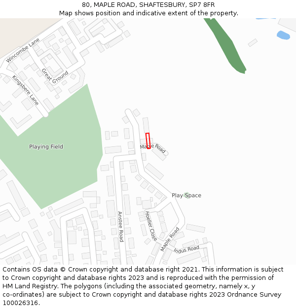 80, MAPLE ROAD, SHAFTESBURY, SP7 8FR: Location map and indicative extent of plot