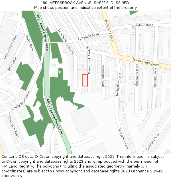80, MEERSBROOK AVENUE, SHEFFIELD, S8 9ED: Location map and indicative extent of plot