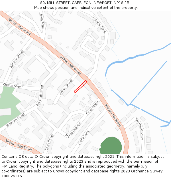 80, MILL STREET, CAERLEON, NEWPORT, NP18 1BL: Location map and indicative extent of plot