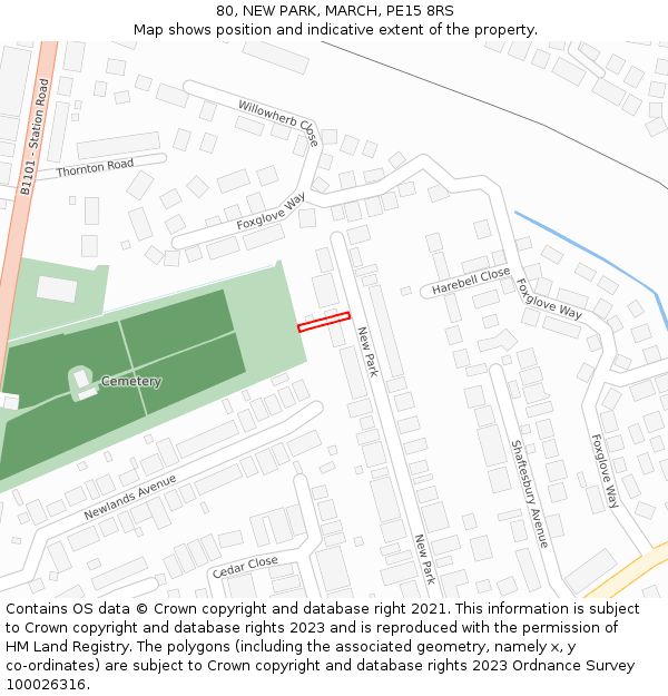 80, NEW PARK, MARCH, PE15 8RS: Location map and indicative extent of plot