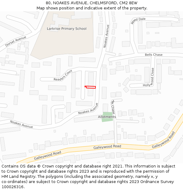 80, NOAKES AVENUE, CHELMSFORD, CM2 8EW: Location map and indicative extent of plot