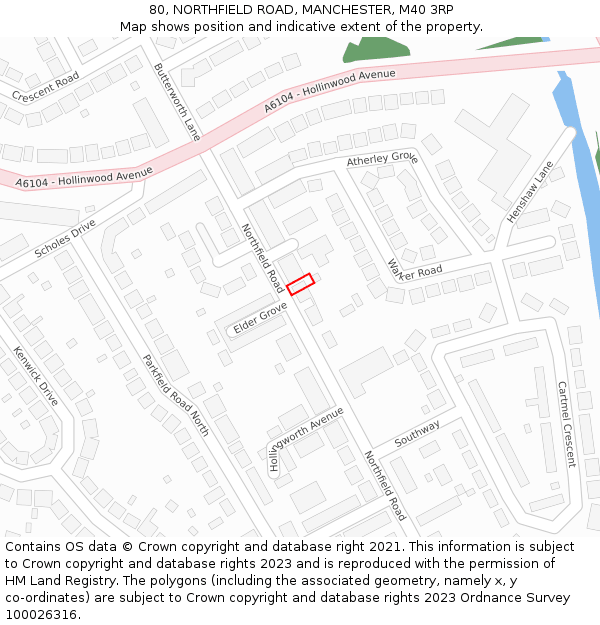 80, NORTHFIELD ROAD, MANCHESTER, M40 3RP: Location map and indicative extent of plot