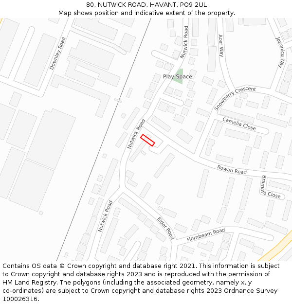 80, NUTWICK ROAD, HAVANT, PO9 2UL: Location map and indicative extent of plot