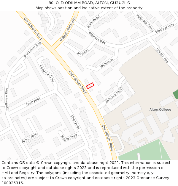 80, OLD ODIHAM ROAD, ALTON, GU34 2HS: Location map and indicative extent of plot