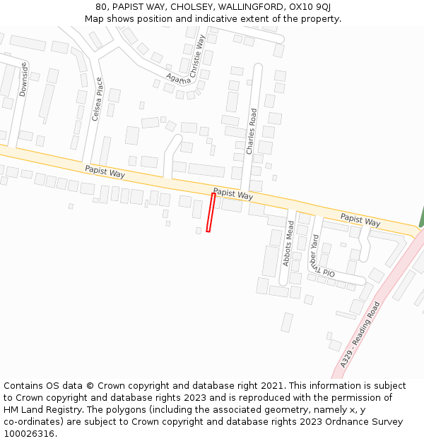 80, PAPIST WAY, CHOLSEY, WALLINGFORD, OX10 9QJ: Location map and indicative extent of plot