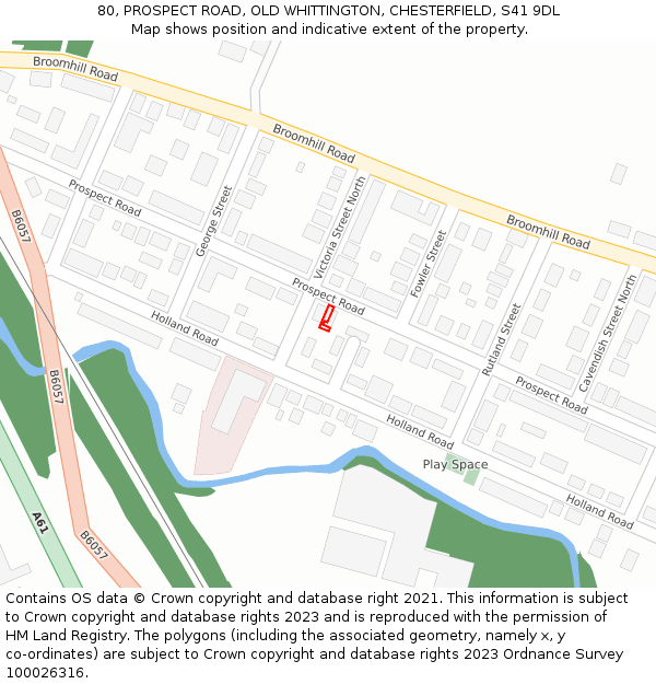 80, PROSPECT ROAD, OLD WHITTINGTON, CHESTERFIELD, S41 9DL: Location map and indicative extent of plot