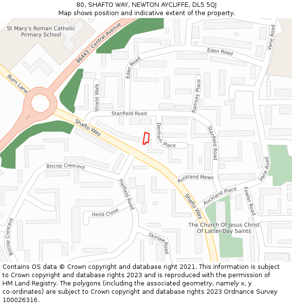 80, SHAFTO WAY, NEWTON AYCLIFFE, DL5 5QJ: Location map and indicative extent of plot