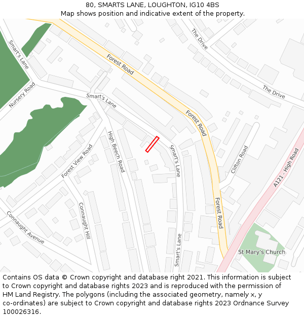 80, SMARTS LANE, LOUGHTON, IG10 4BS: Location map and indicative extent of plot