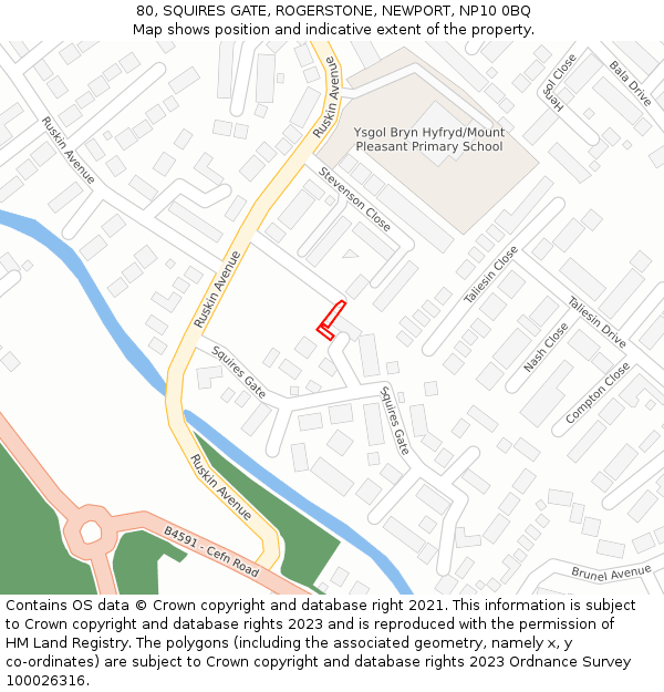 80, SQUIRES GATE, ROGERSTONE, NEWPORT, NP10 0BQ: Location map and indicative extent of plot