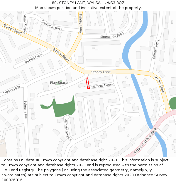 80, STONEY LANE, WALSALL, WS3 3QZ: Location map and indicative extent of plot