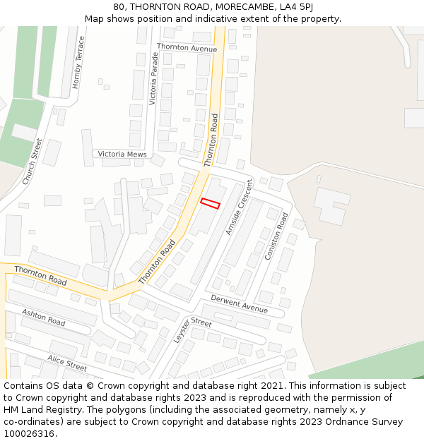 80, THORNTON ROAD, MORECAMBE, LA4 5PJ: Location map and indicative extent of plot