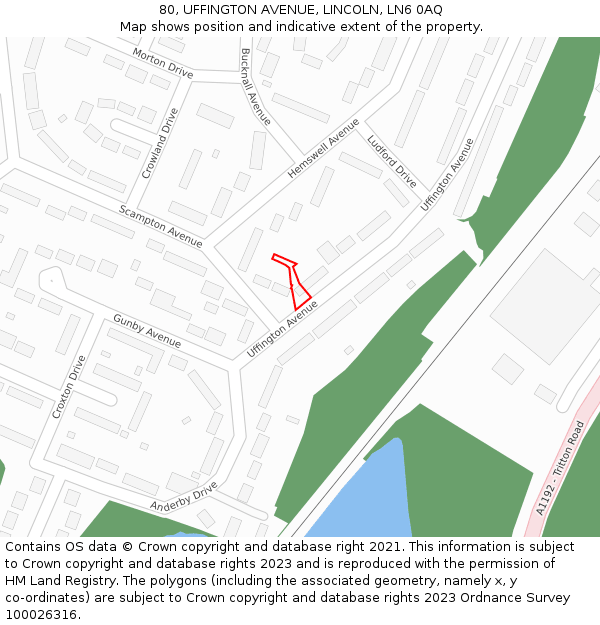 80, UFFINGTON AVENUE, LINCOLN, LN6 0AQ: Location map and indicative extent of plot