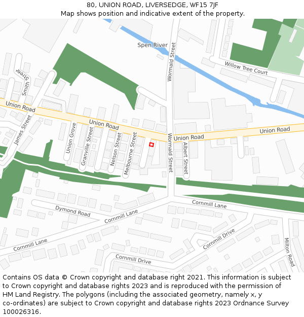 80, UNION ROAD, LIVERSEDGE, WF15 7JF: Location map and indicative extent of plot