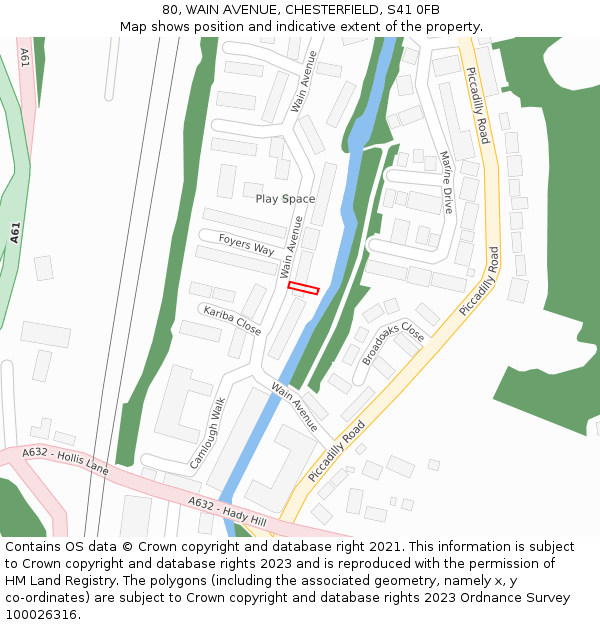 80, WAIN AVENUE, CHESTERFIELD, S41 0FB: Location map and indicative extent of plot
