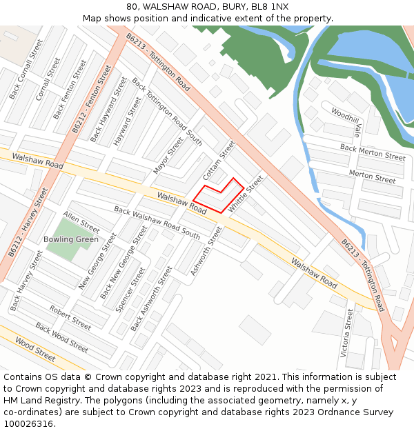 80, WALSHAW ROAD, BURY, BL8 1NX: Location map and indicative extent of plot
