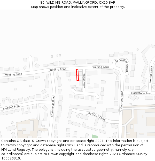 80, WILDING ROAD, WALLINGFORD, OX10 8AR: Location map and indicative extent of plot