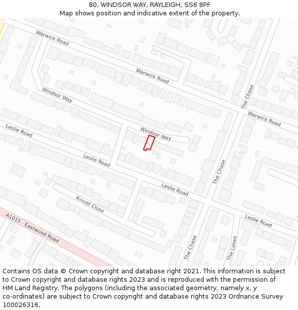 80, WINDSOR WAY, RAYLEIGH, SS6 8PF: Location map and indicative extent of plot