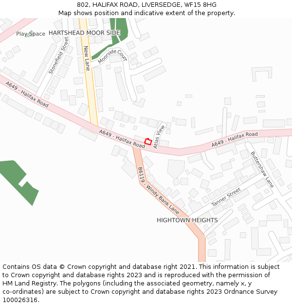 802, HALIFAX ROAD, LIVERSEDGE, WF15 8HG: Location map and indicative extent of plot