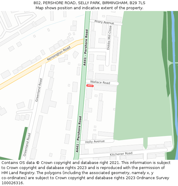 802, PERSHORE ROAD, SELLY PARK, BIRMINGHAM, B29 7LS: Location map and indicative extent of plot