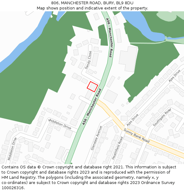 806, MANCHESTER ROAD, BURY, BL9 8DU: Location map and indicative extent of plot