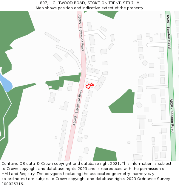 807, LIGHTWOOD ROAD, STOKE-ON-TRENT, ST3 7HA: Location map and indicative extent of plot