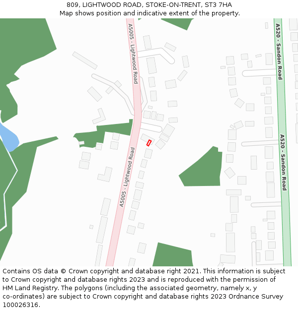 809, LIGHTWOOD ROAD, STOKE-ON-TRENT, ST3 7HA: Location map and indicative extent of plot