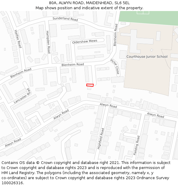 80A, ALWYN ROAD, MAIDENHEAD, SL6 5EL: Location map and indicative extent of plot